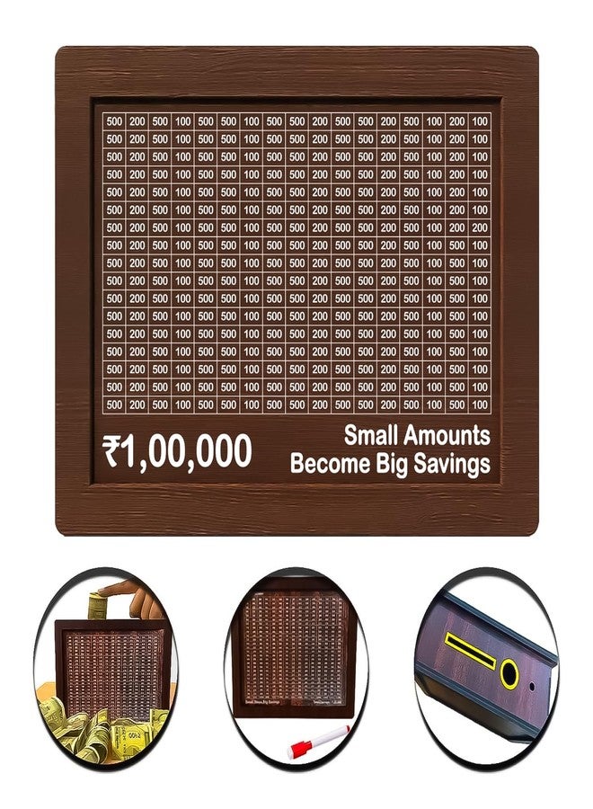 Divinity Decor Wooden Money Bank, Coin Piggy Bank with Carved Design, Savings Challenge Box, 100000 Money Saver, Coin Box, Money Saving Box for Adult, Money Save Box for Kids - Image 2